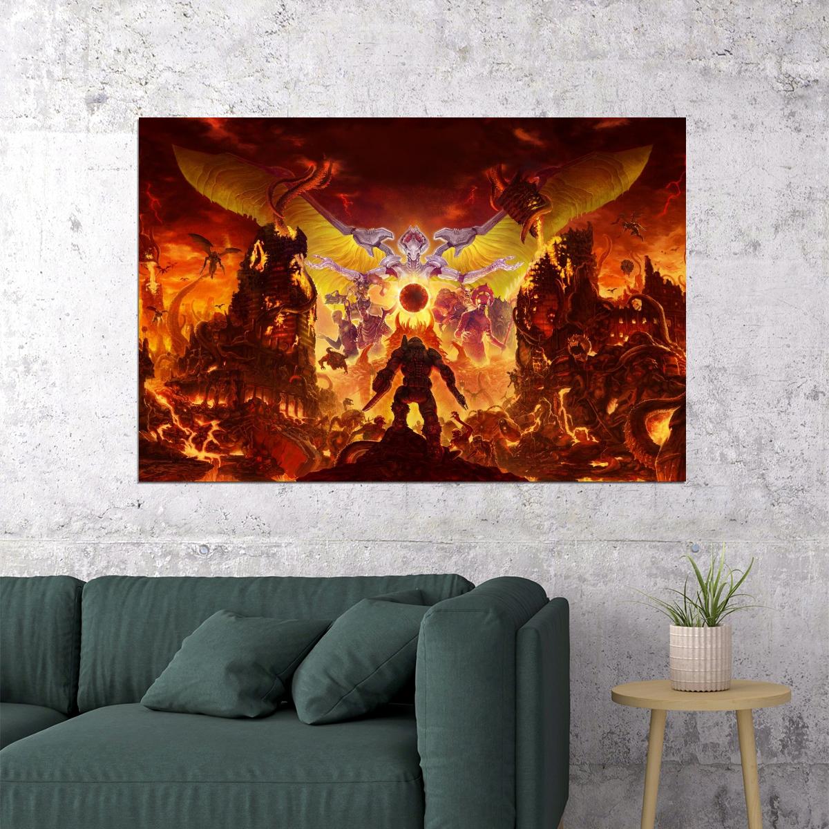 Doom Eternal Video Game Poster Action Shooter Wall Art Gaming Print