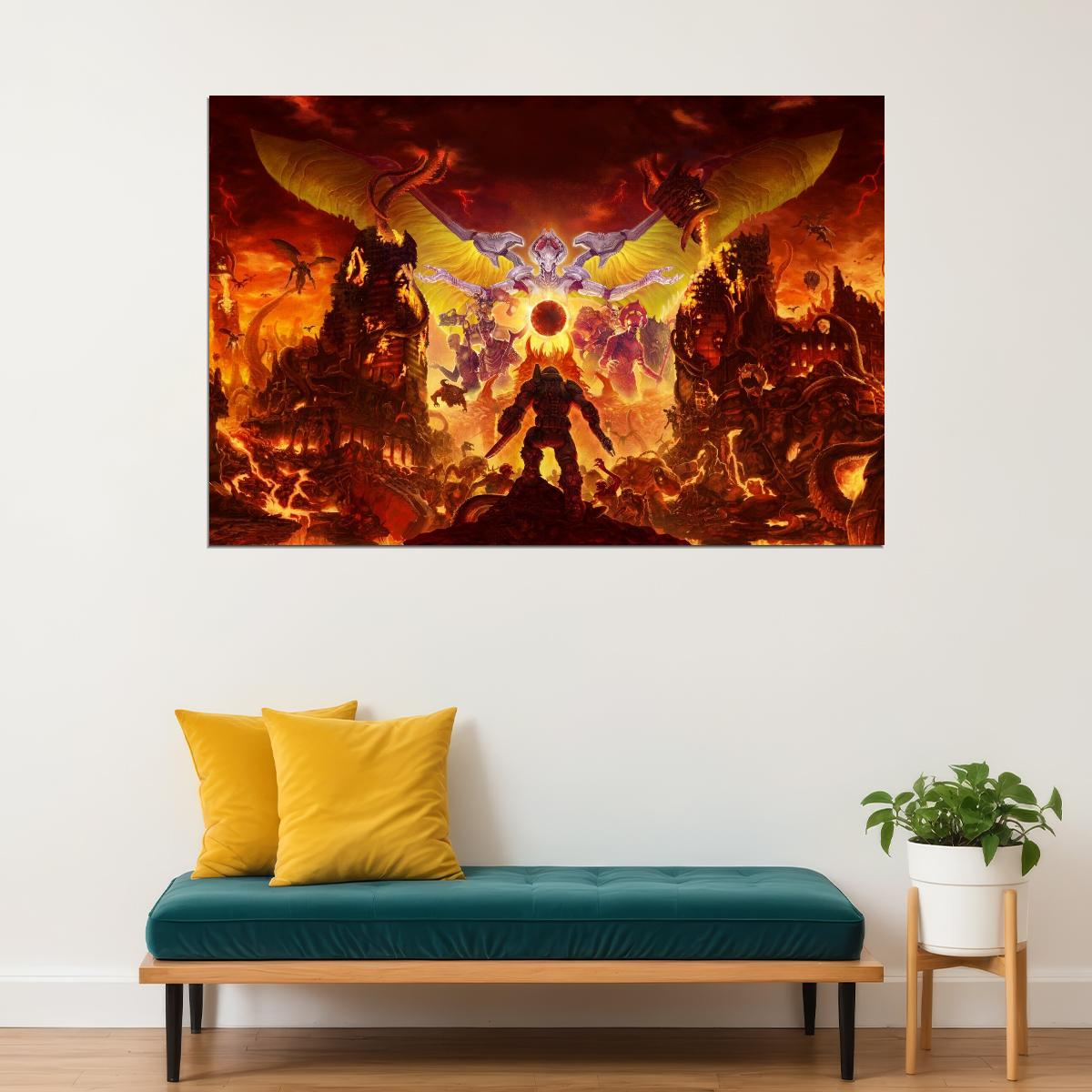 Doom Eternal Video Game Poster Action Shooter Wall Art Gaming Print