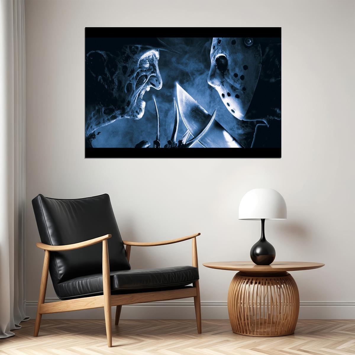 Freddy Vs. Jason Movie Poster Horror Film Wall Art Slasher Crossover Print