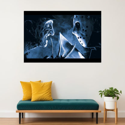 Freddy Vs. Jason Movie Poster Horror Film Wall Art Slasher Crossover Print