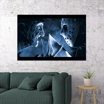 Freddy Vs. Jason Movie Poster Horror Film Wall Art Slasher Crossover Print