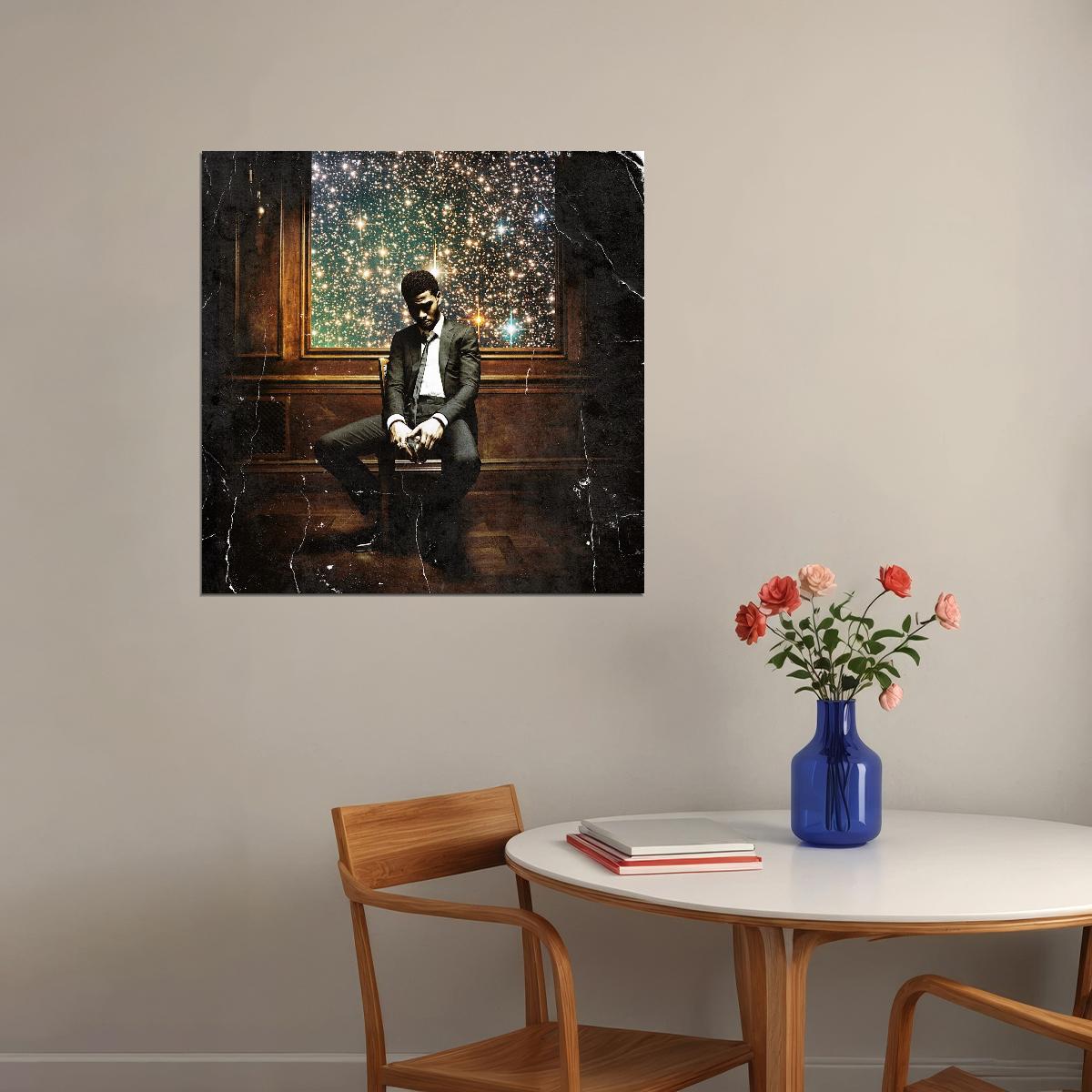 Kid Cudi Man On The Moon Ii: The Legend Of Mr. Rag Album Cover Art Music Poster Rap Wall Print