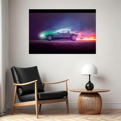 Back To The Future Delorean Poster Sci-fi Movie Wall Art Time Machine Print