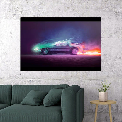 Back To The Future Delorean Poster Sci-fi Movie Wall Art Time Machine Print