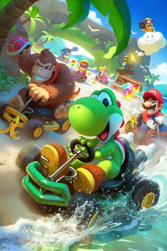 Mario Kart Video Game Poster Nintendo Gamer Wall Art