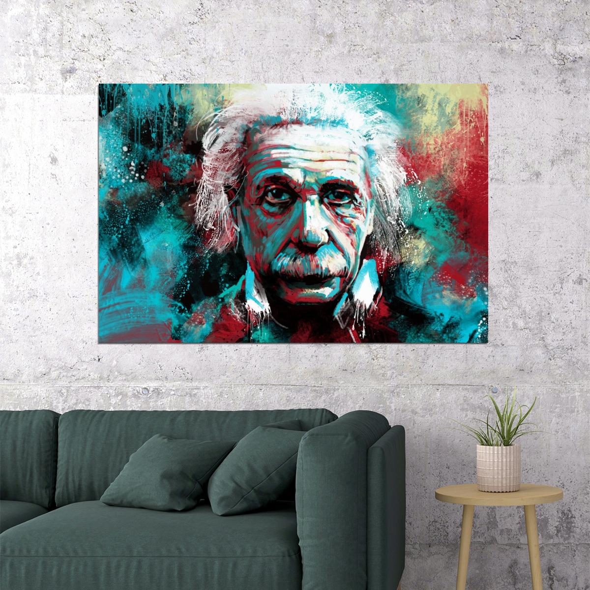 Albert Einstein Poster Theoretical Physicist Wall Art Science Icon Print