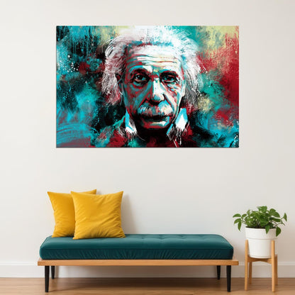 Albert Einstein Poster Theoretical Physicist Wall Art Science Icon Print