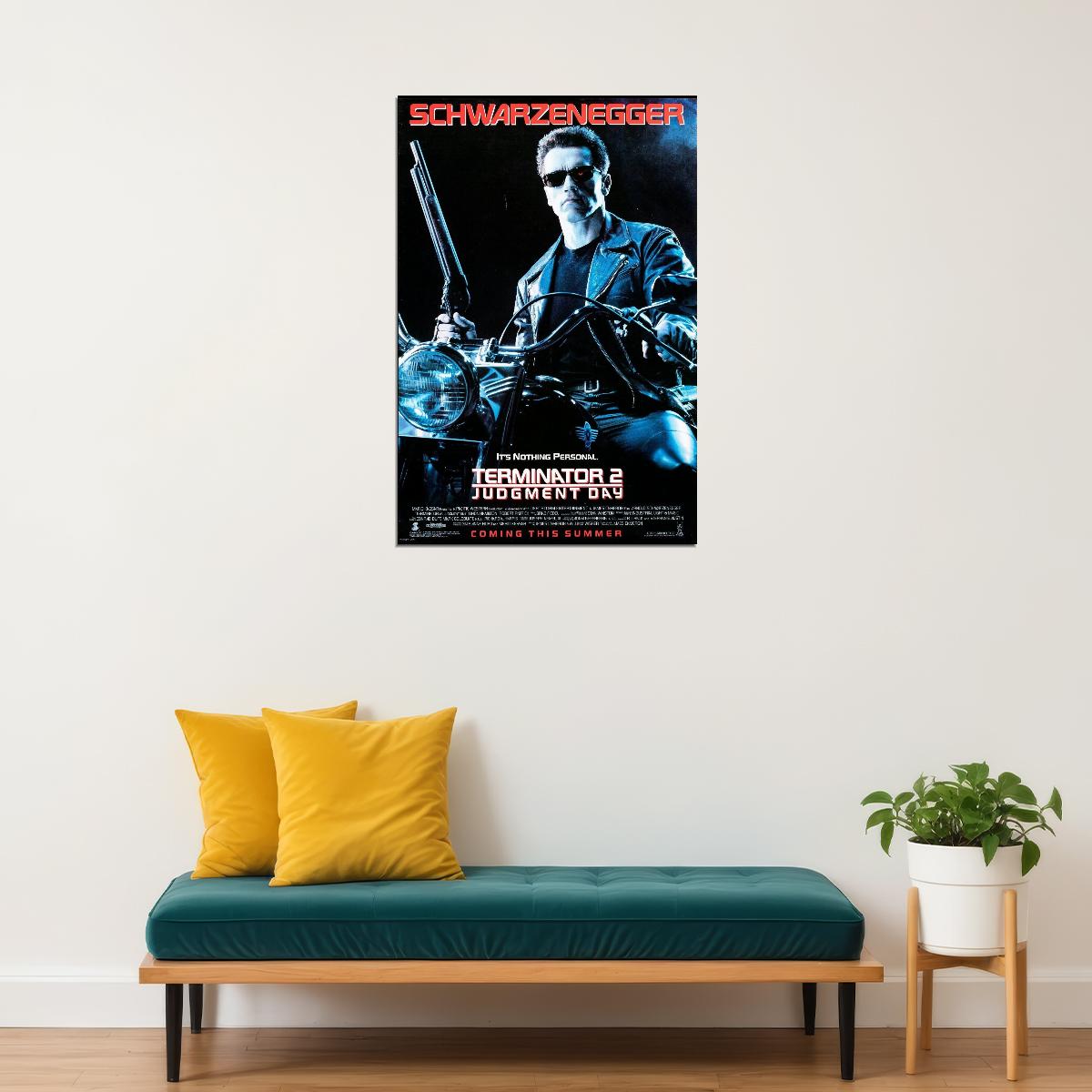 Arnold Schwarzenegger Terminator 2 Movie Poster Sci-fi Film Wall Art Action Icon Print