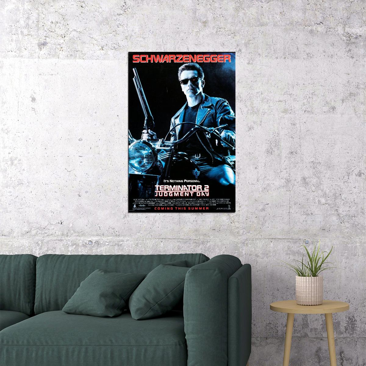 Arnold Schwarzenegger Terminator 2 Movie Poster Sci-fi Film Wall Art Action Icon Print