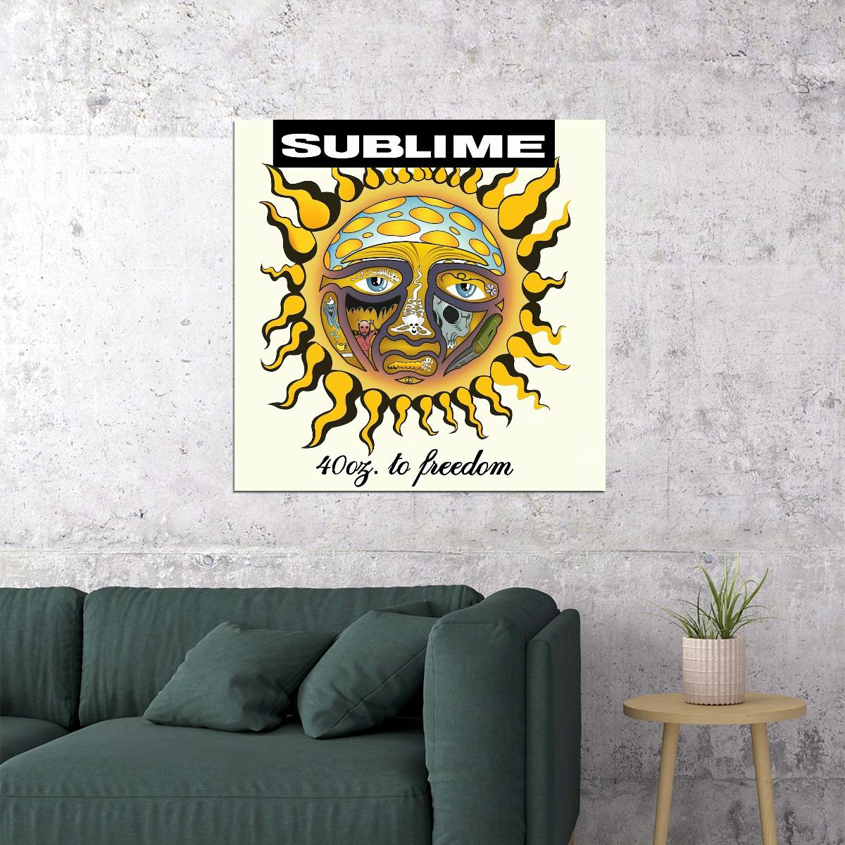 Sublime 40 Oz. To Freedom Album Cover Art Music Poster Ska Punk Band Print