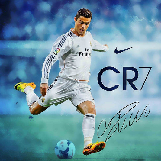 Cristiano Ronaldo Football Poster Soccer Superstar Wall Art Motivational Sports Print