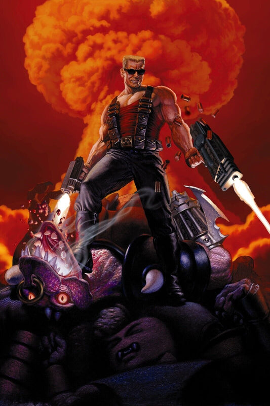 Duke Nukem Video Game Poster Classic Gaming Wall Art Action Hero Print