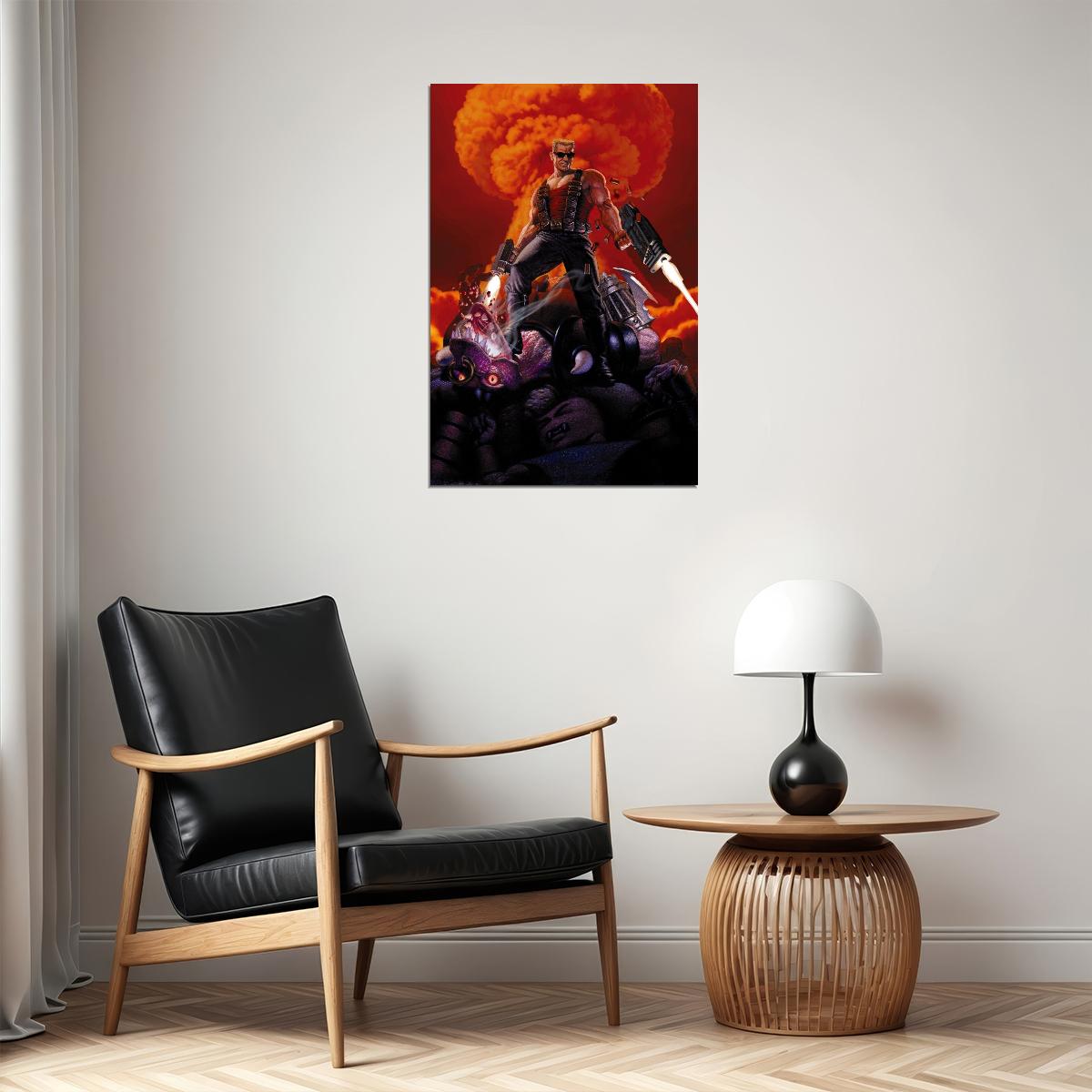 Duke Nukem Video Game Poster Classic Gaming Wall Art Action Hero Print