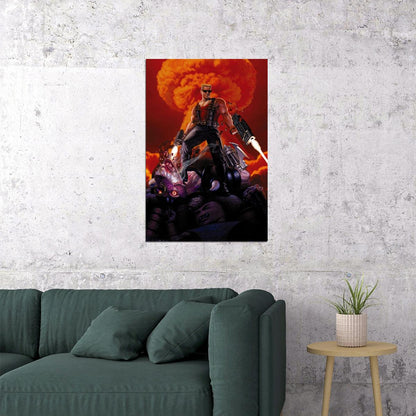 Duke Nukem Video Game Poster Classic Gaming Wall Art Action Hero Print