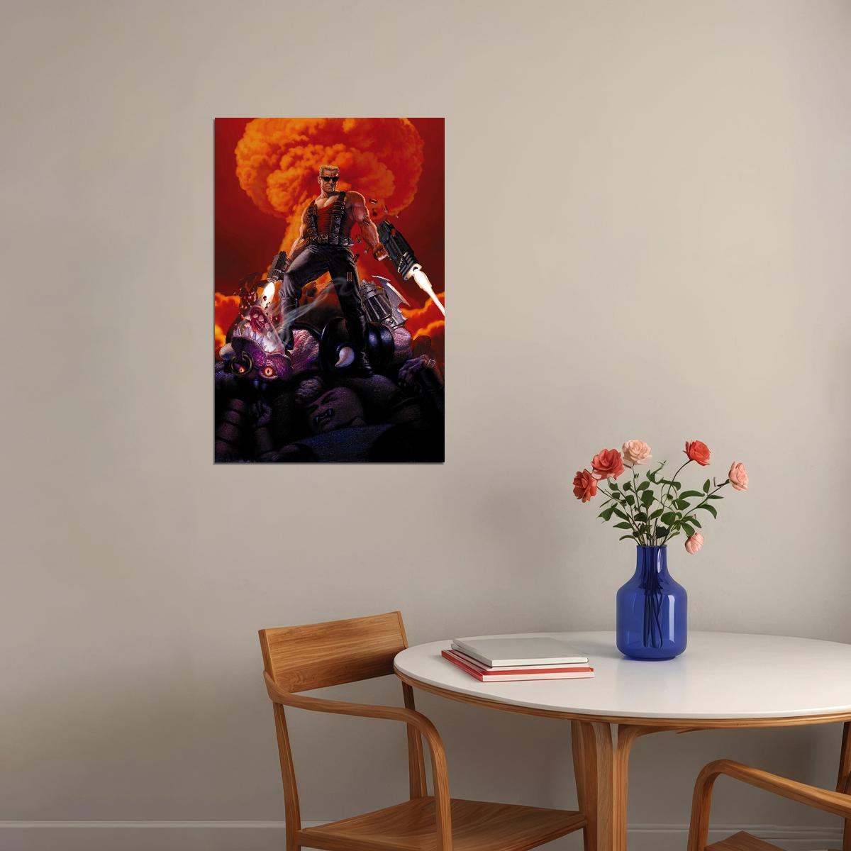 Duke Nukem Video Game Poster Classic Gaming Wall Art Action Hero Print