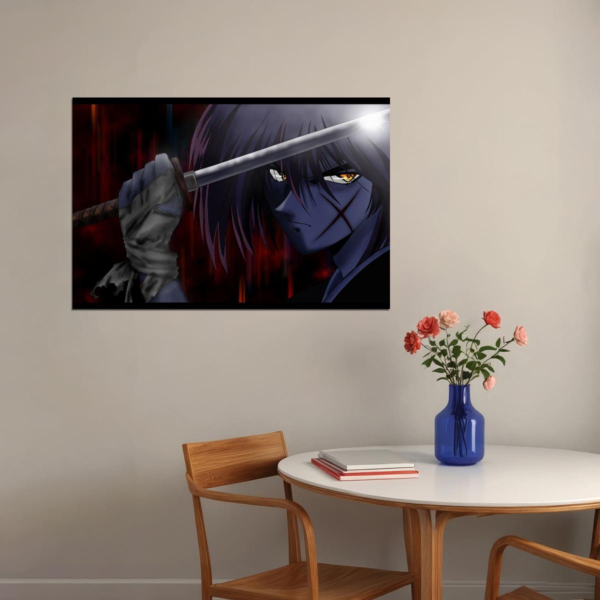 Rurouni Kenshin Anime Poster Japanese Manga Art Samurai Wall Art - xonomax