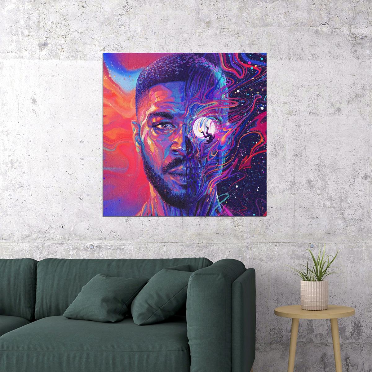 Kid Cudi Man On The Moon: The End Of Day Album Cover Art Music Poster Rap Wall Print