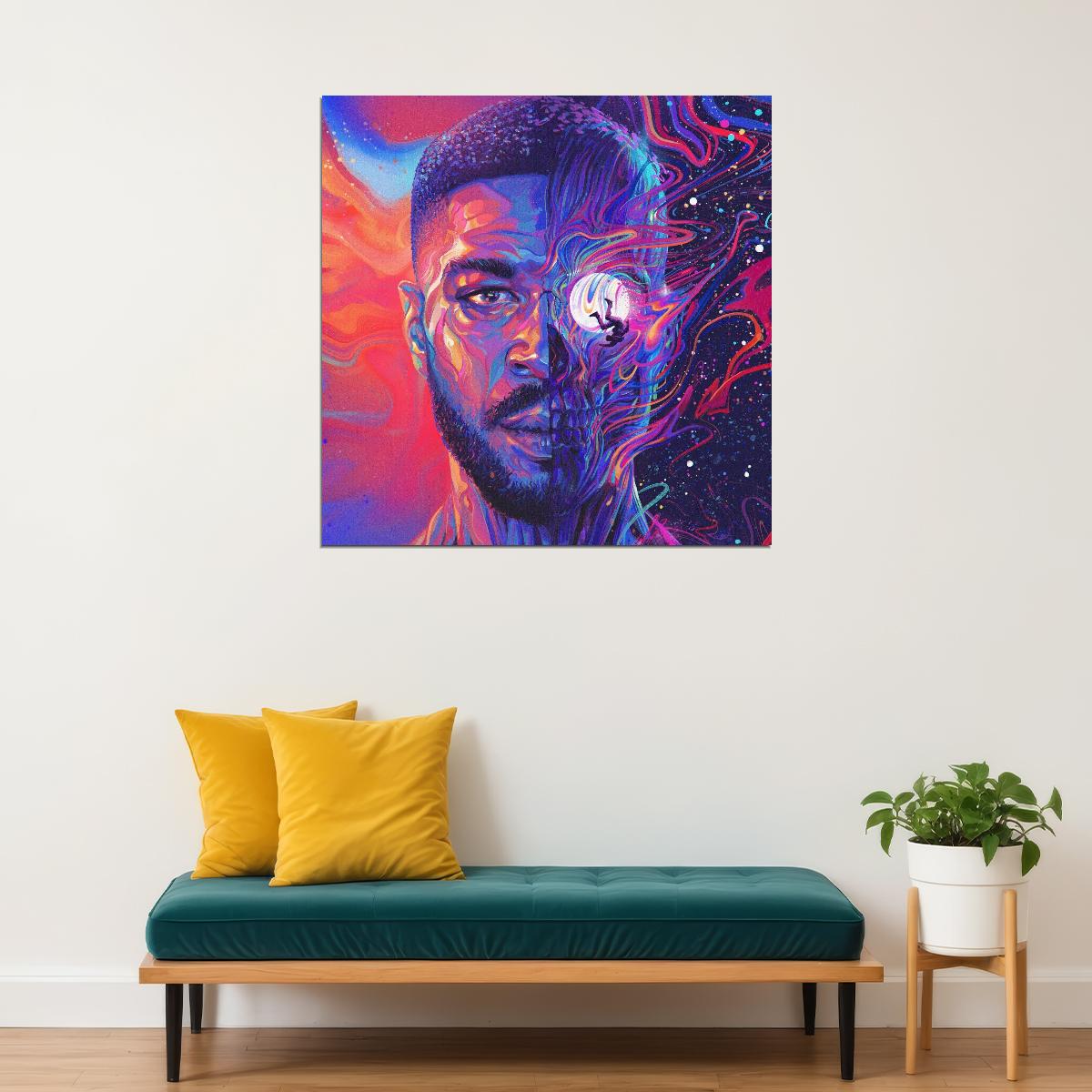 Kid Cudi Man On The Moon: The End Of Day Album Cover Art Music Poster Rap Wall Print