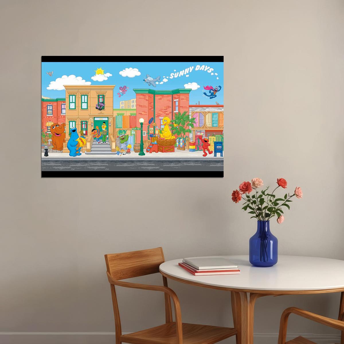 Sesame Street Sunny Days Poster Classic Tv Cartoon Fun Wall Art Kids Print - xonomax