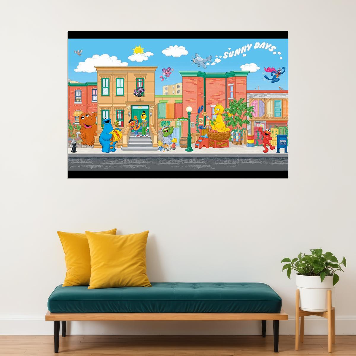 Sesame Street Sunny Days Poster Classic Tv Cartoon Fun Wall Art Kids Print - xonomax