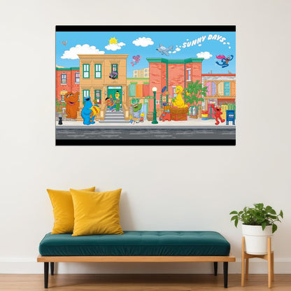 Sesame Street Sunny Days Poster Classic Tv Cartoon Fun Wall Art Kids Print - xonomax