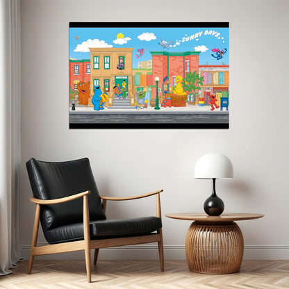Sesame Street Sunny Days Poster Classic Tv Cartoon Fun Wall Art Kids Print - xonomax