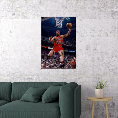 Dennis Rodman Basketball Poster Nba Legend Wall Art Chicago Bulls Sports Print