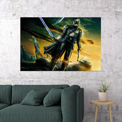 Star Wars The Mandalorian Tv Series Poster Iconic Sci-fi Art Print