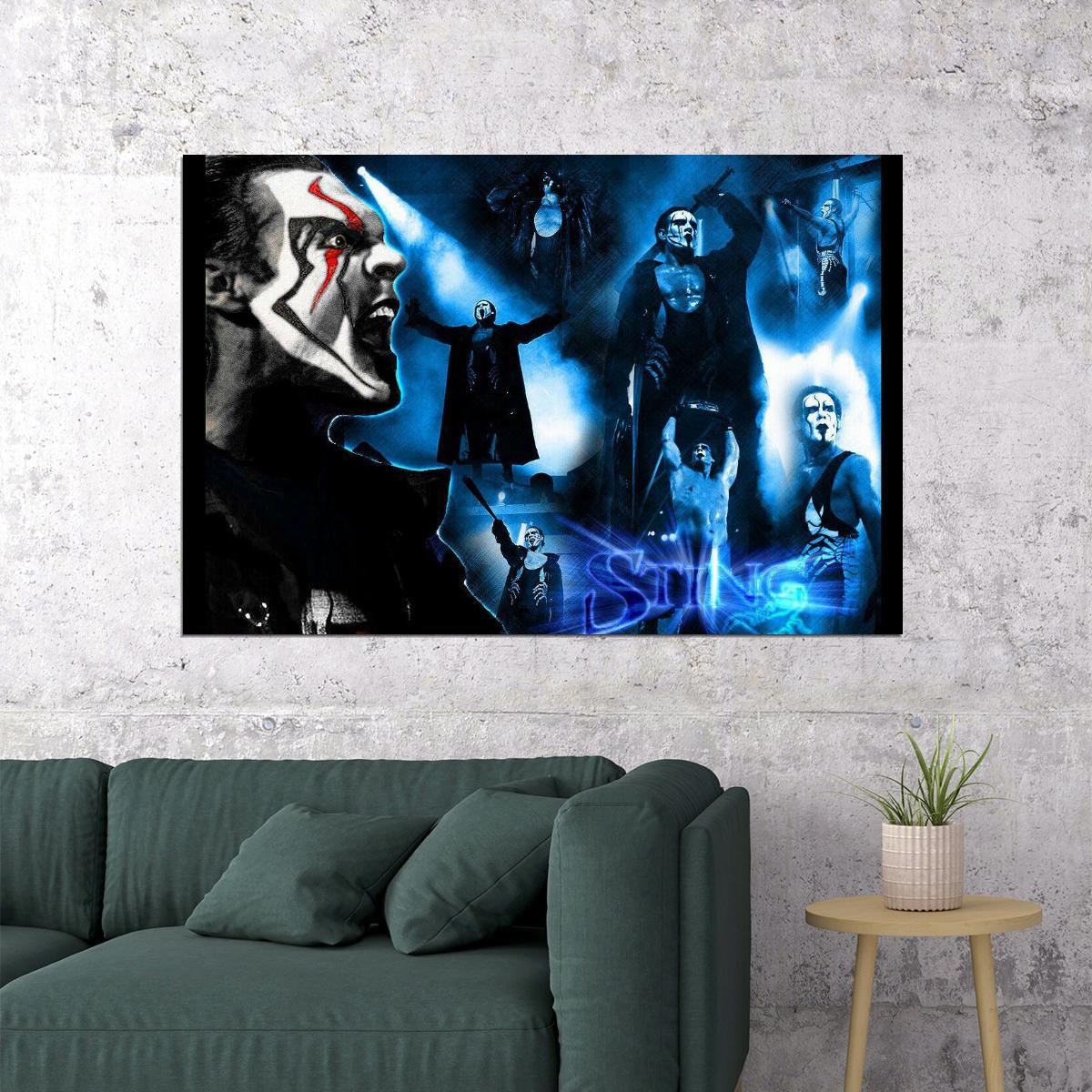 Superstar Sting Wrestling Poster Iconic Wwe Legend Wall Art