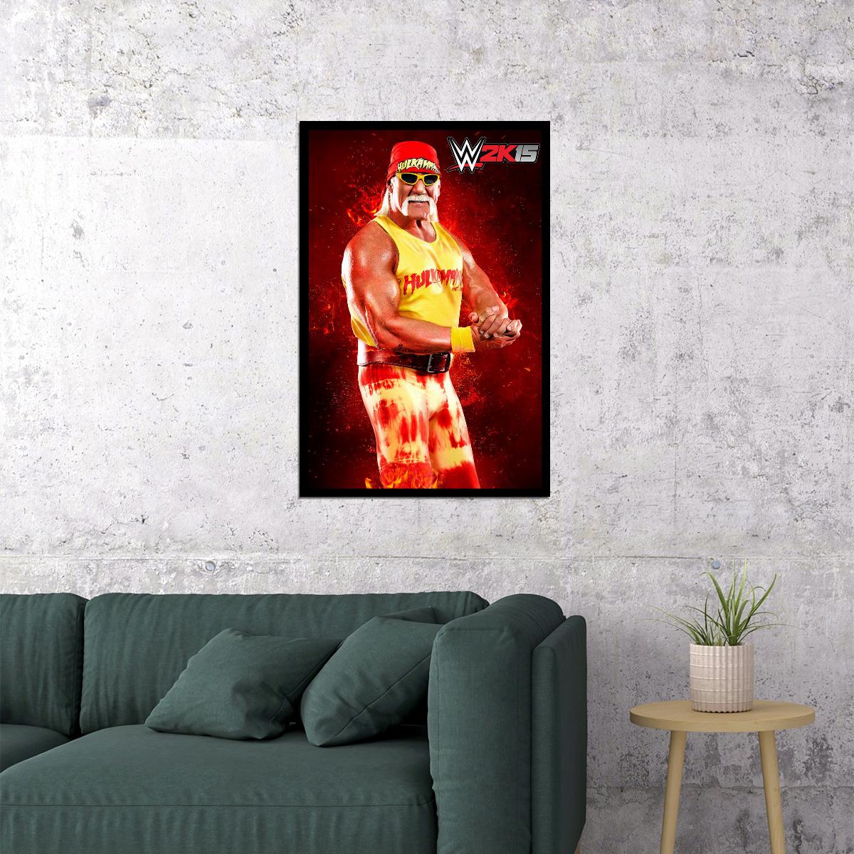 Superstar Hulk Hogan Wrestling Poster Iconic Wwe Legend Wall Art