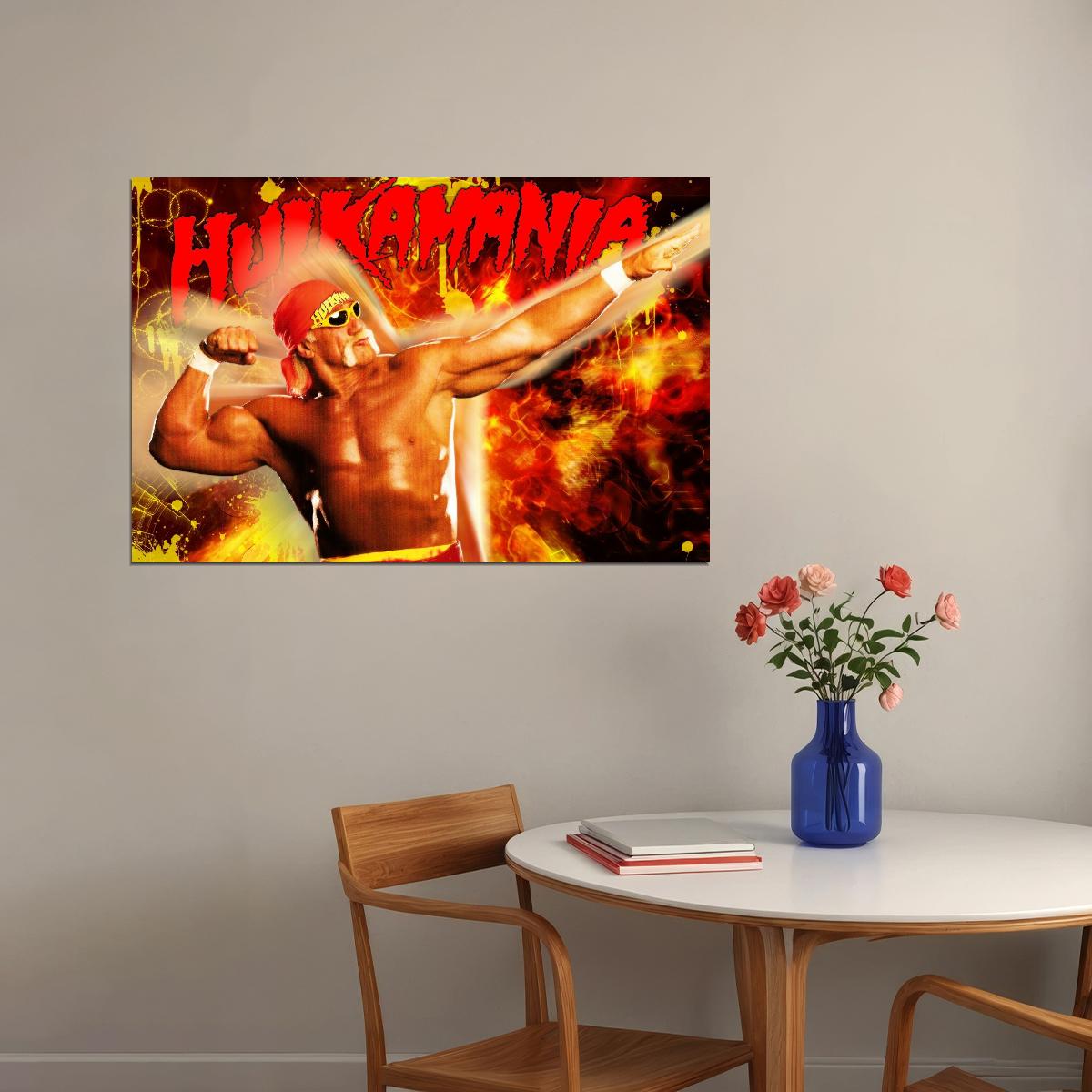 Superstar Hulk Hogan Wrestling Poster Iconic Wwe Legend Wall Art