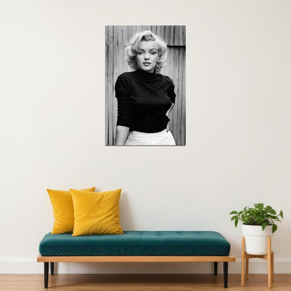 Marilyn Monroe Poster Iconic Vintage Hollywood Actress Black And White Wall Art