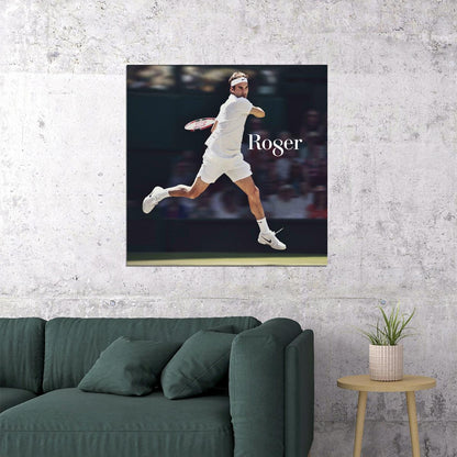 Roger Federer Tennis Poster Famous Player Motivational Sports Print
