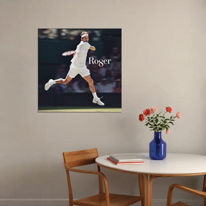 Roger Federer Tennis Poster Famous Player Motivational Sports Print