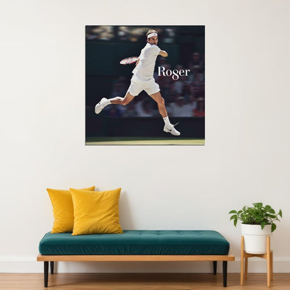 Roger Federer Tennis Poster Famous Player Motivational Sports Print