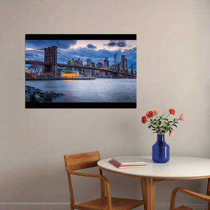 Brooklyn Bridge Poster New York City Landmark Wall Art Urban Photography Print - xonomax