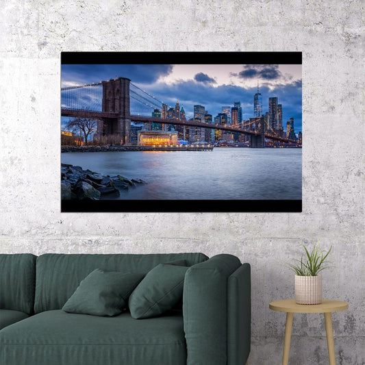 Brooklyn Bridge Poster New York City Landmark Wall Art Urban Photography Print - xonomax