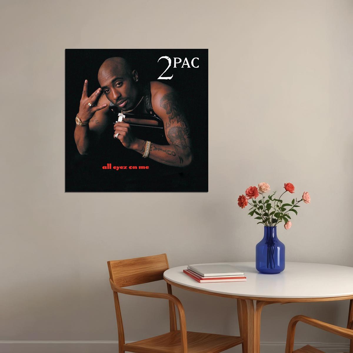 Tupac Shakur 2pac All Eyez On Me Album Cover Art Rap Music Poster Iconic Hip Hop Artist Print