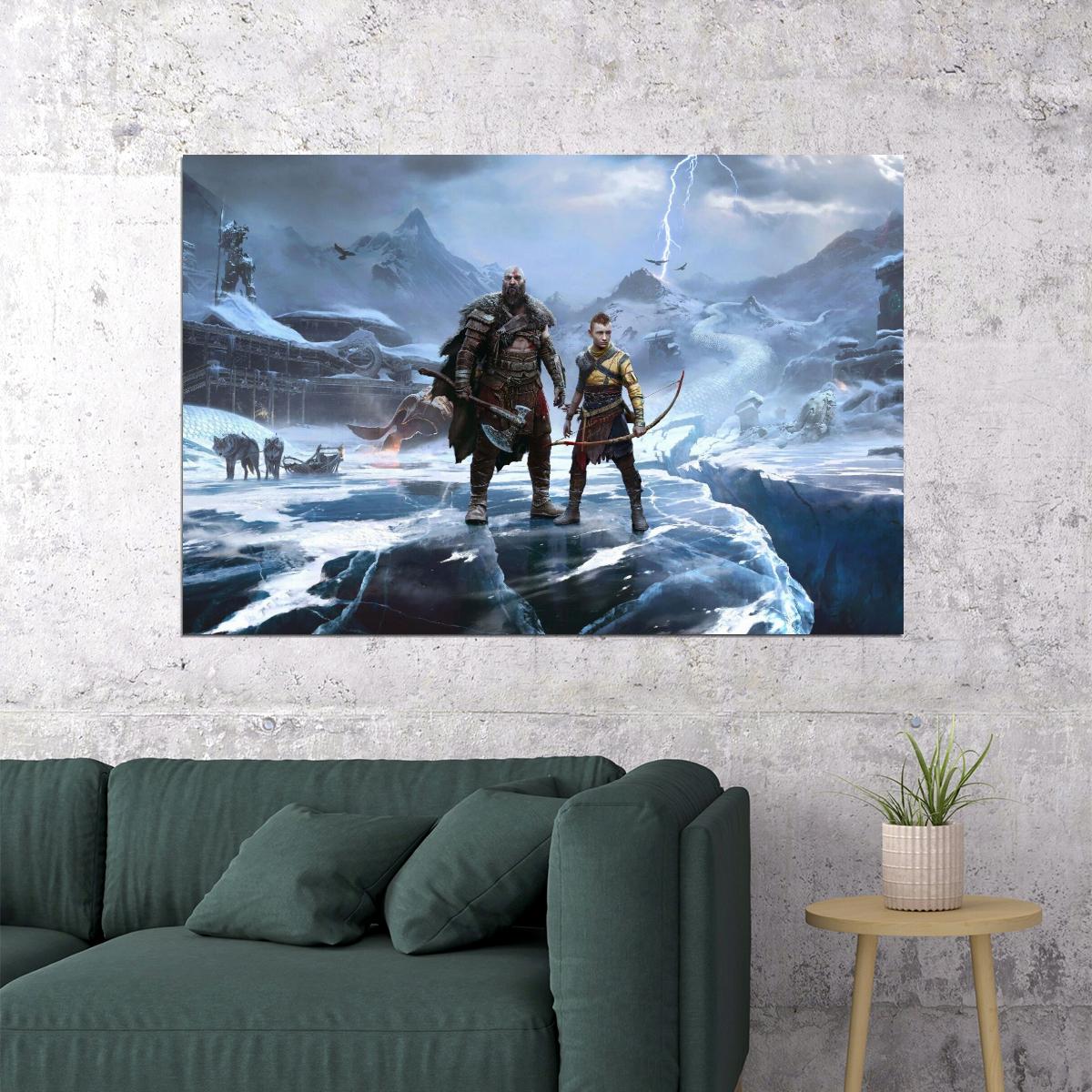 God Of War Ragnarök Video Game Poster Playstation Wall Art Norse Mythology Print