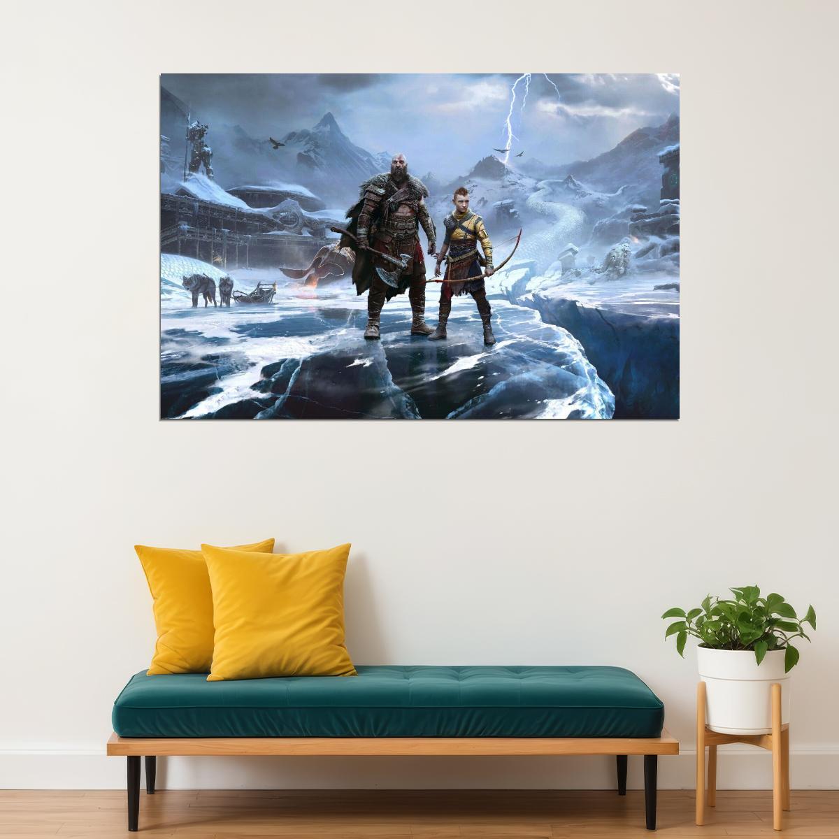 God Of War Ragnarök Video Game Poster Playstation Wall Art Norse Mythology Print