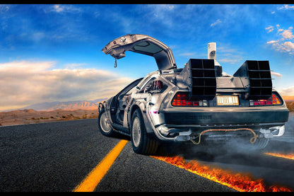 Back To The Future Delorean Poster Sci-fi Movie Wall Art Time Machine Print