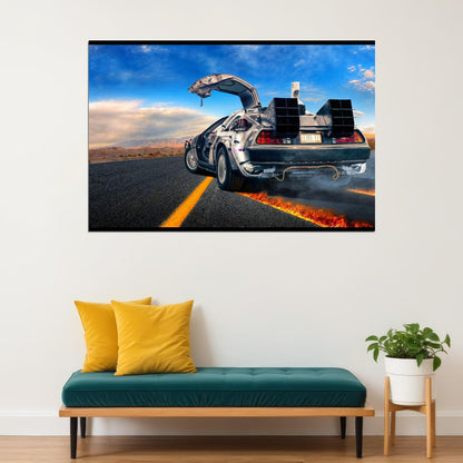 Back To The Future Delorean Poster Sci-fi Movie Wall Art Time Machine Print