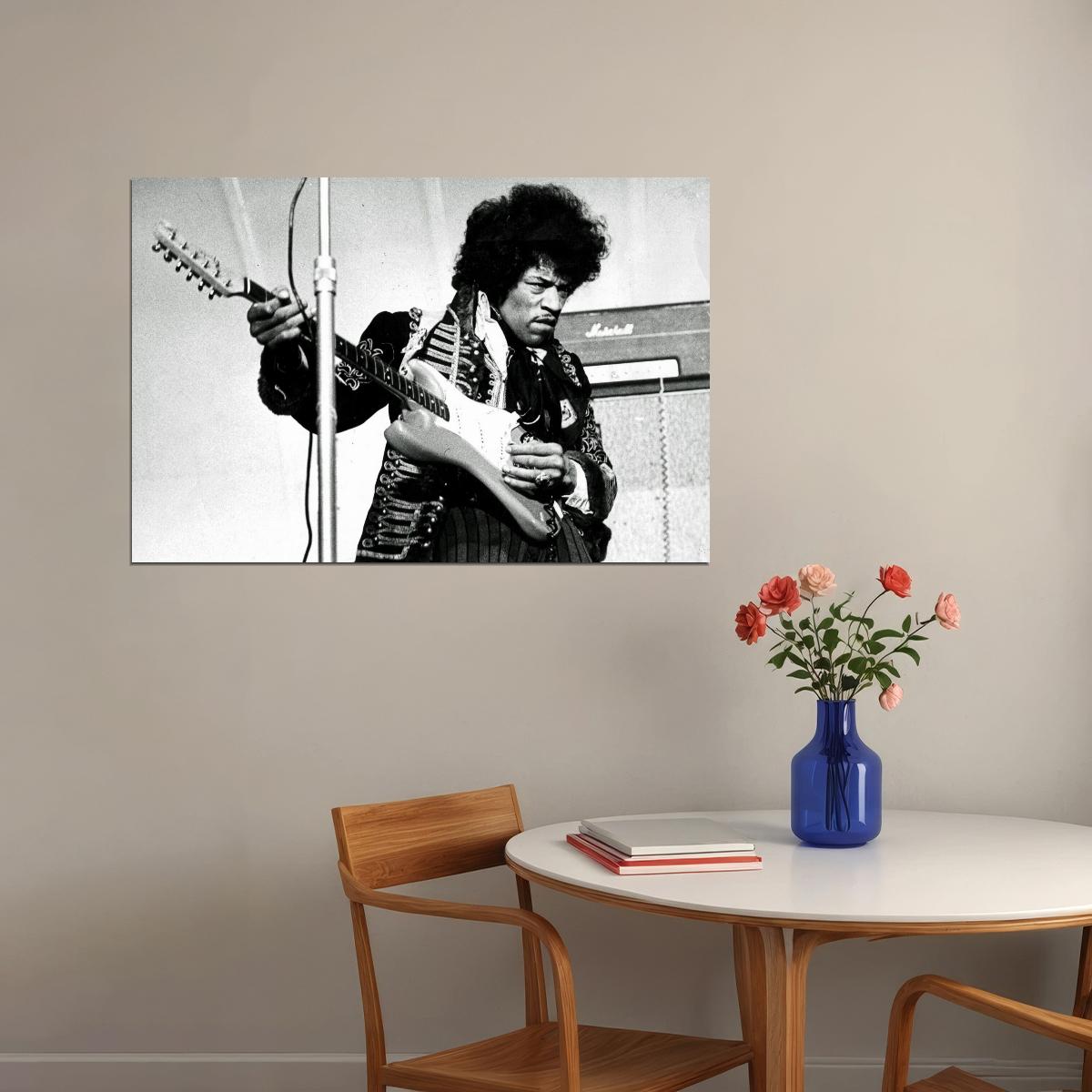 Jimi Hendrix Music Poster Rock Legend Wall Art