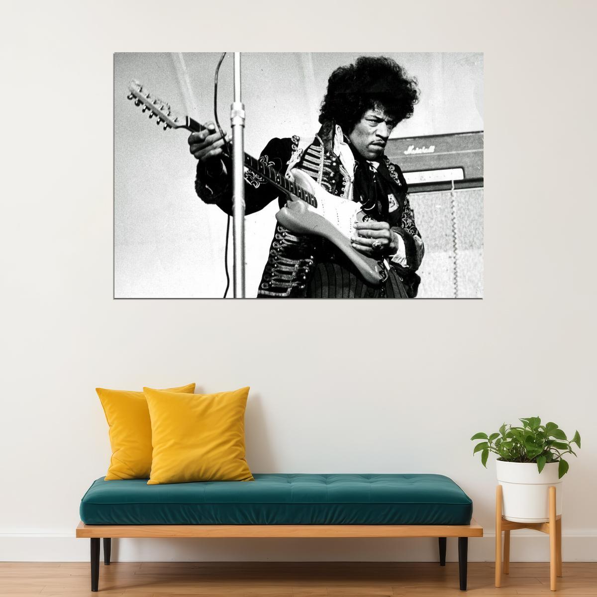 Jimi Hendrix Music Poster Rock Legend Wall Art