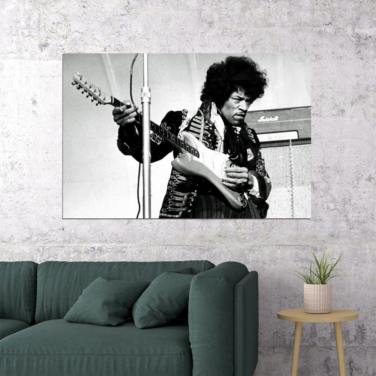 Jimi Hendrix Music Poster Rock Legend Wall Art