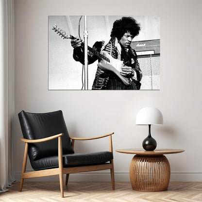 Jimi Hendrix Music Poster Rock Legend Wall Art