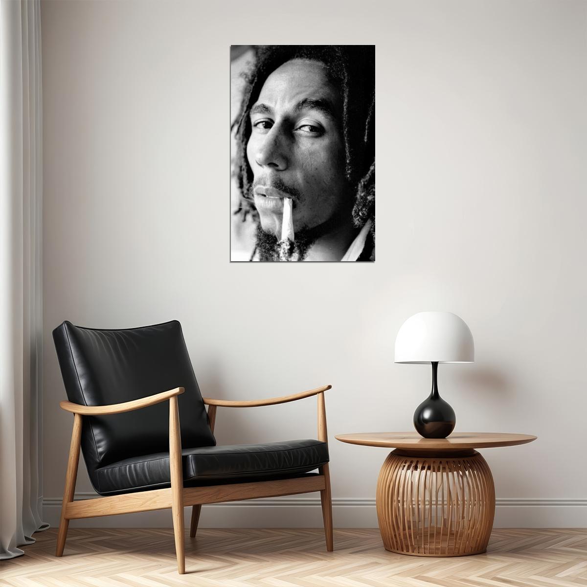 Bob Marley Poster Reggae Music Legend Wall Art Smoking Print