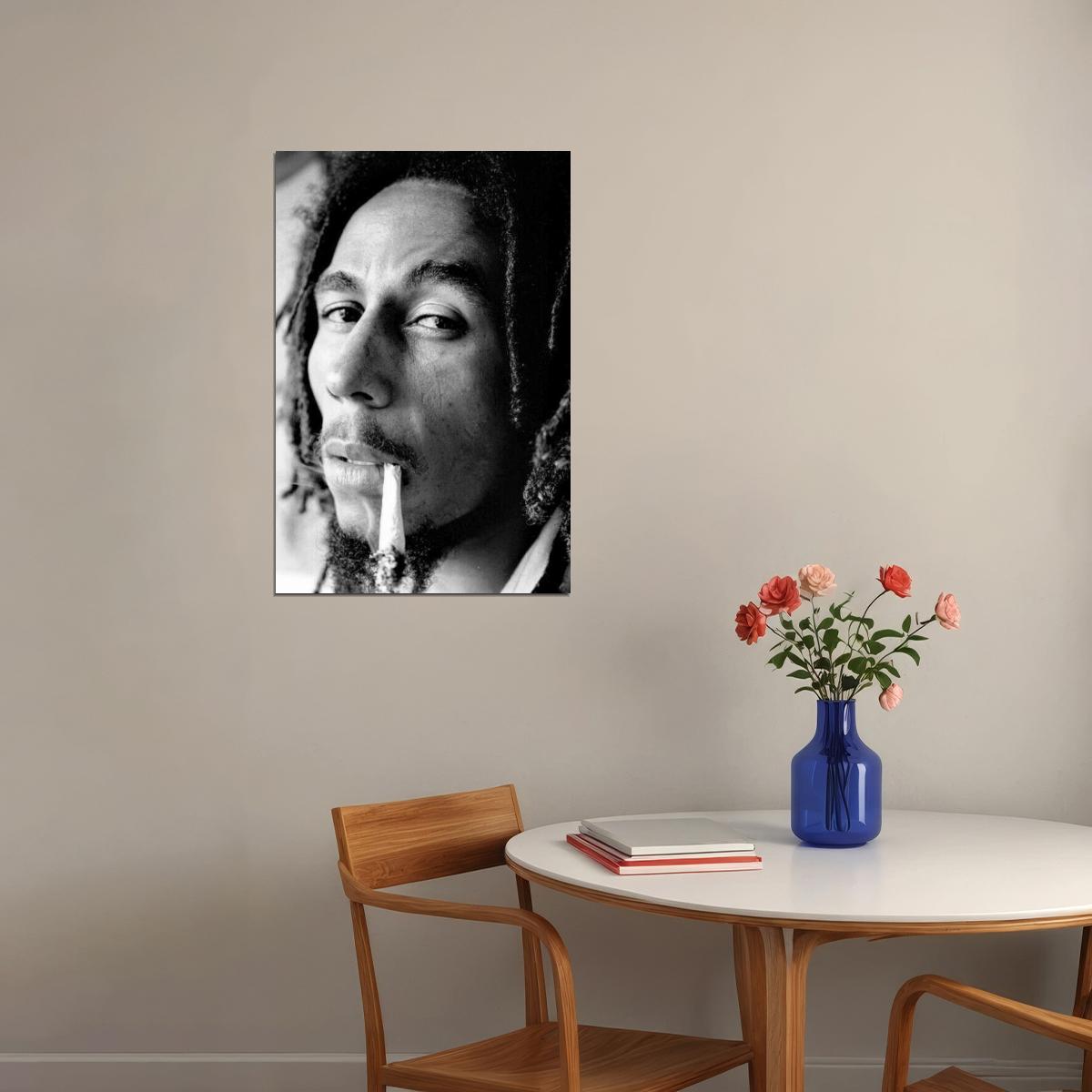 Bob Marley Poster Reggae Music Legend Wall Art Smoking Print