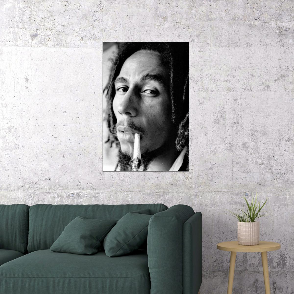 Bob Marley Poster Reggae Music Legend Wall Art Smoking Print