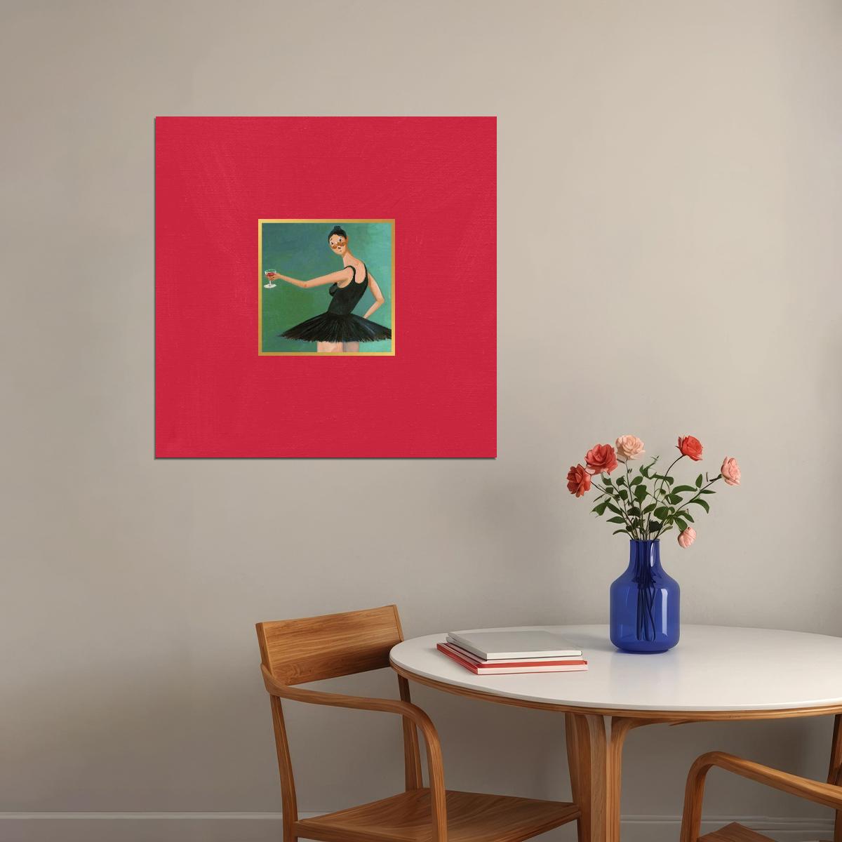 Kanye West My Beautiful Dark Twisted Fantasy Album Cover Art Music Poster Rap Wall Print